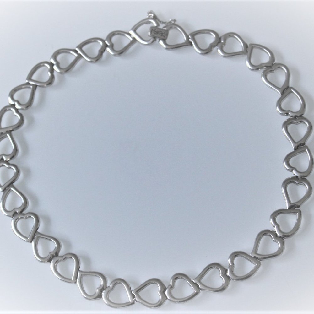 SAINT LAURENT STERLING SILVER HEART NECKLACE - Picture 2 of 8